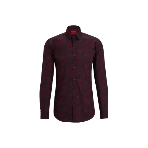 Hugo Boss Рубашка Slim Fit с цветочным принтом хлопок холст мужская темно-красный