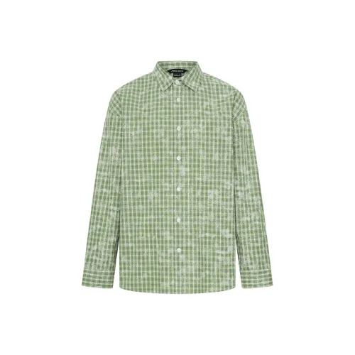 URBAN REVIVO Рубашка Мужская Белая Зеленая Клетка