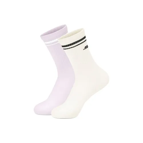 Skechers Comfort Sports Series 2 шт Яичный белый/Туманно-фиолетовый 05QS Женские MID Носки до икры