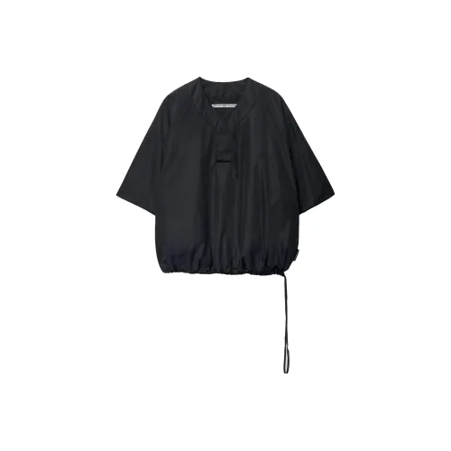 Alexander Wang Короткий рукав нейлон V-образный вырез свитер рубашка мужской черный