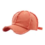 Однотонная бейсболка с обтрепанным краем, оранжевого цвета