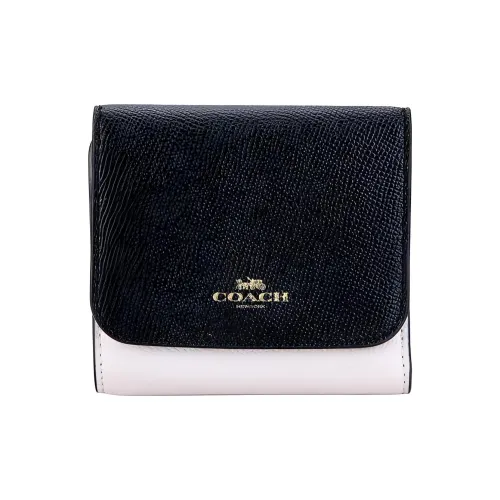 COACH Canvas с кожаными вставками кошелек женский черный и белый