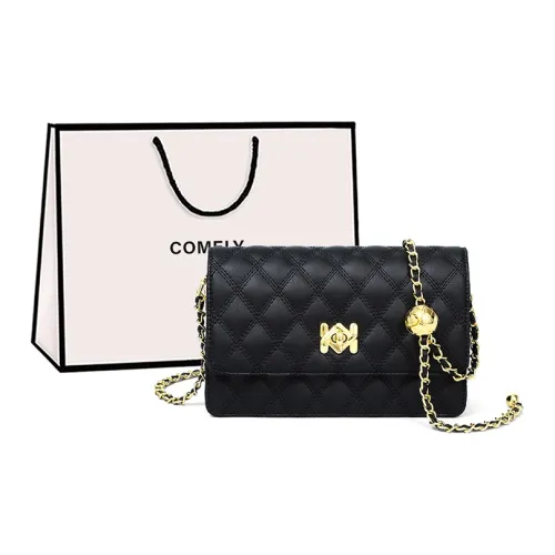 COMELY Коровья кожа с синтетической кожей маленькая квадратная сумка сумка через плечо стандартная женская черная