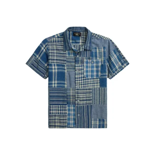 Double RL Blue Men's Shirts Двойной RL Синий Мужской Рубашки