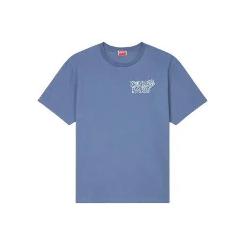 KENZO С принтом буквы свободный крой круглый вырез короткая рукав футболка рубашка мужская синяя