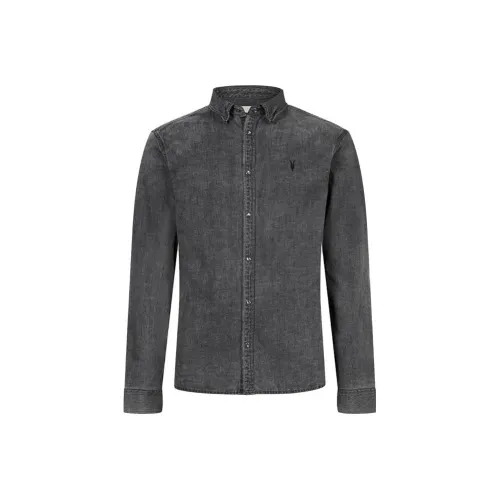 ALLSAINTS Рубашка Мужская Выстиранная Черная