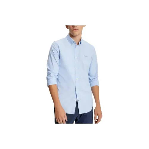Tommy Hilfiger Slim Fit Oxford Рубашка Рубашка Платье Рубашка Синий Рубашка Мужская Светло-Синий