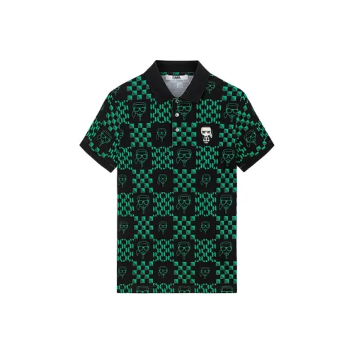 Поло Мужское KARL LAGERFELD Черное Зеленое