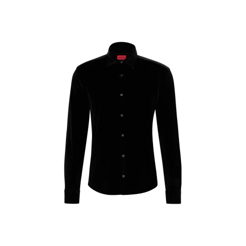 Hugo Boss Рубашка Slim Fit из Эластичного Бархата Мужская Черная