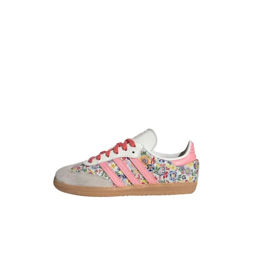 Liberty London x Adidas Originals SAMBA OG Slip-resistant Abrasion-resistant Low Top Skateboard Shoes Beige Pink Baby