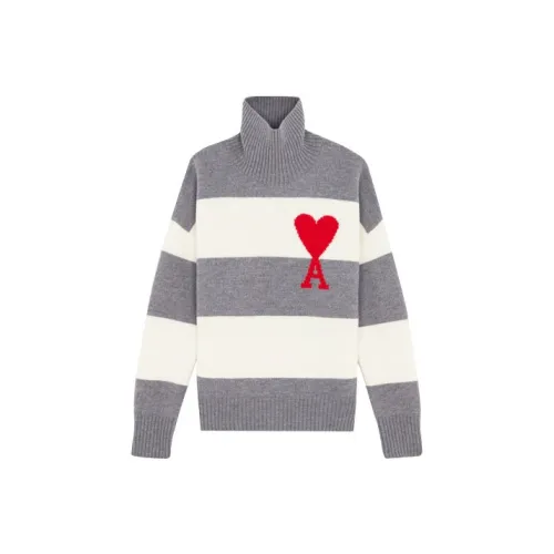 AMIPARIS Серый Белый Полосатый Мужской Свитер