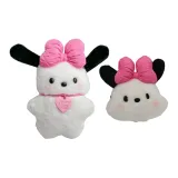 Розовый бант на голове собаки + розовый бант в форме сердца щенка