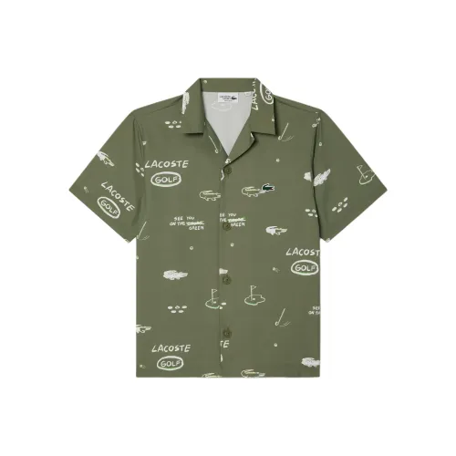 LACOSTE Рубашка Мужская Хаки Зеленый Белый