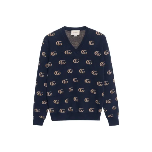 GUCCI SS21 Свитер Мужской Темно-Небесно-Синий