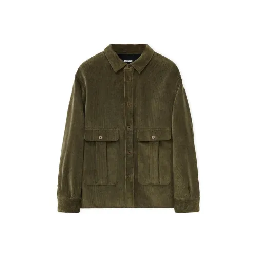 LOEWE FW24 Рубашка Мужская Хаки Зеленая