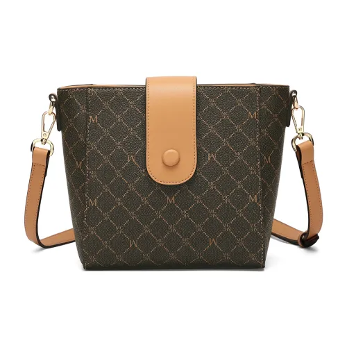 MEXICAN ПВХ Ведрообразная Сумка Сумка через плечо Стандартная Женская Темно-коричневый Экрю