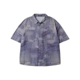 Синий деним с принтом