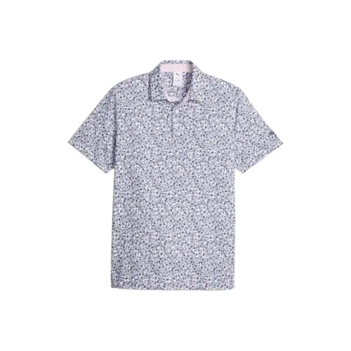 PUMA x ARNOLD PALMER Поло Мужское Белый Светящийся в темноте Светло-розовый