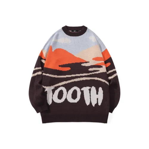 Loose Fit Свитер Унисекс Синий Коричневый