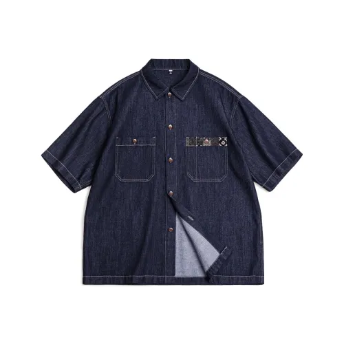 MADEN Western Denim Рубашка Мужская Джинсовая Синяя