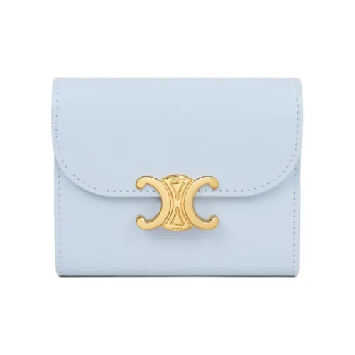 CELINE Triomphe Коровья кожа Кошелек Маленький Женский Ледниково-синий