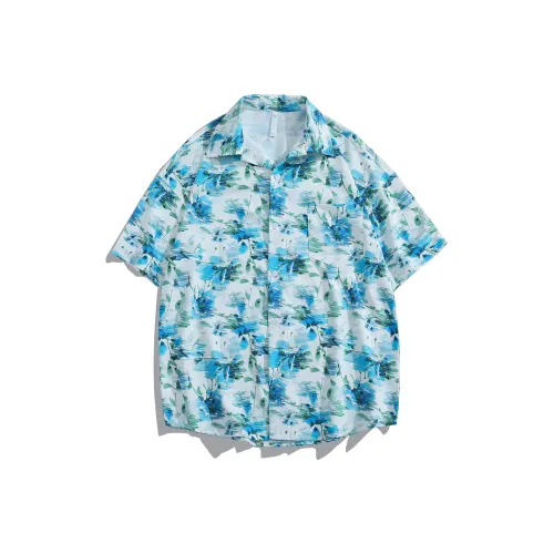MOPE Цветочный Рубашка Унисекс Sicily Синий
