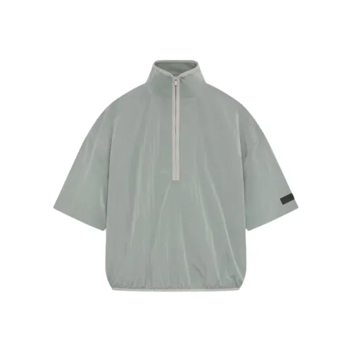 Fear of God Essentials SS24 Полузакатная рубашка с воротником-трикотажным воротником Мужская цвет серый