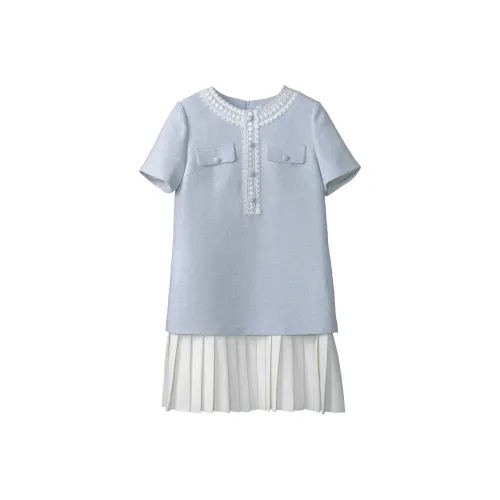 Fstudio Короткий рукав Платье Женское Светло-синий