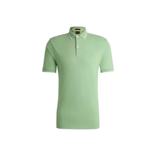 HUGO BOSS Slim Fit Polo из вымытого эластичного хлопка Pique мужское зеленое