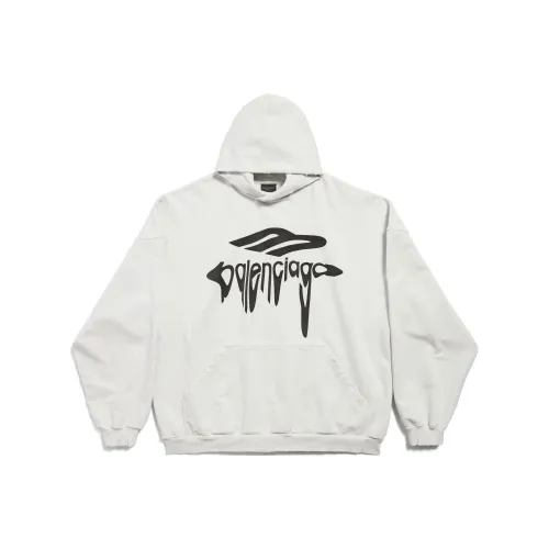 Balenciaga SS25 Свитшот Свободный крой Мужской Белый