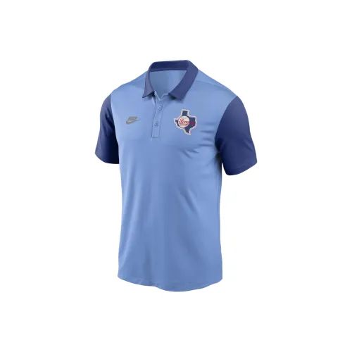 Nike MLB Коллаборация Texas Rangers Поло Texas Rangers Мужской Светло-Синий