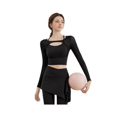 Youyou Йога T-рубашка Женская Обсидиановый Черный [Съемная Подставка]