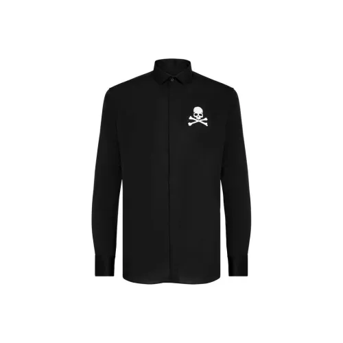 PHILIPP PLEIN Мужские черные рубашки