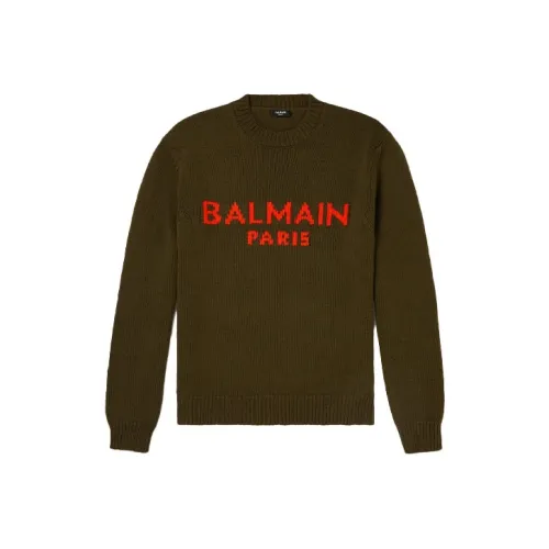 BALMAIN Зеленые Мужские Свитера