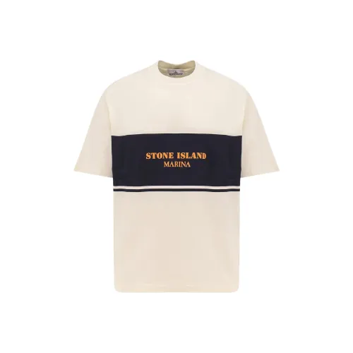 STONE ISLAND Бежевые Мужские T-рубашки