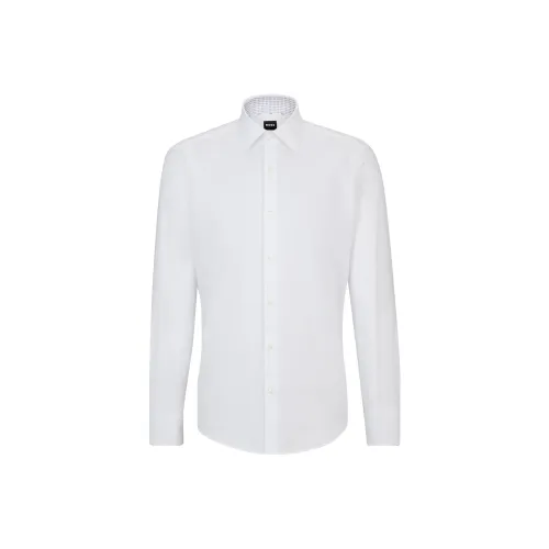 Hugo Boss FW23 Регулярный крой Рубашка Easy Iron Oxford Эластичный хлопок Рубашка Мужская Белая