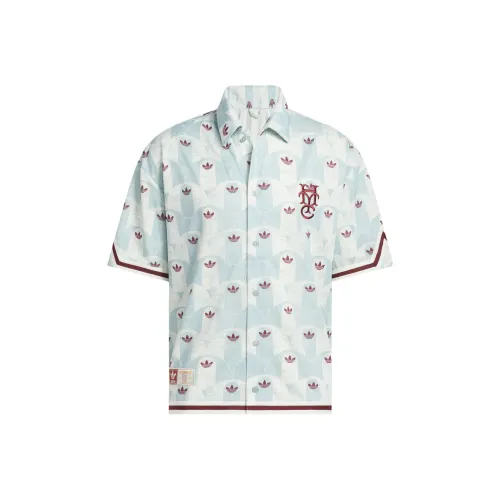 Adidas Originals x HOOP YORK CITY Топ ALLOVER PRINT SHOOTE Рубашка Унисекс Айвори Белый Текстурированный Зеленый Темно-Красный