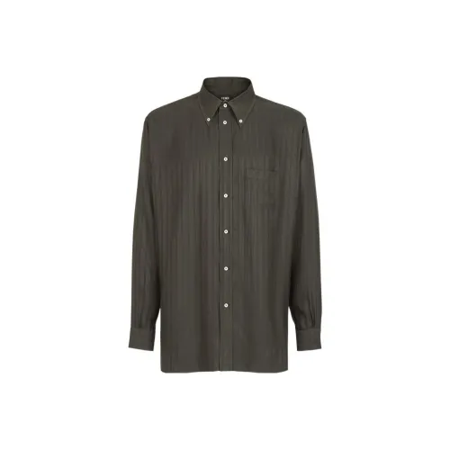 FENDI FW23 Рубашка Мужская Оливково-зеленая