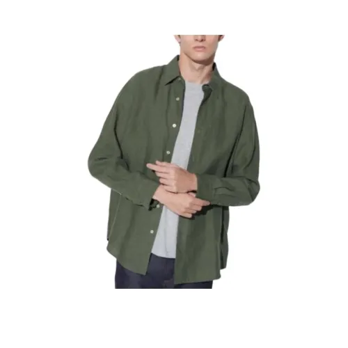UNIQLO Темно-оливковая унисекс рубашка