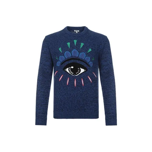 KENZO Midnight Blue Eyes Pattern Men's Sweaters KENZO Полночный синий Eyes Узор Мужские Свитера