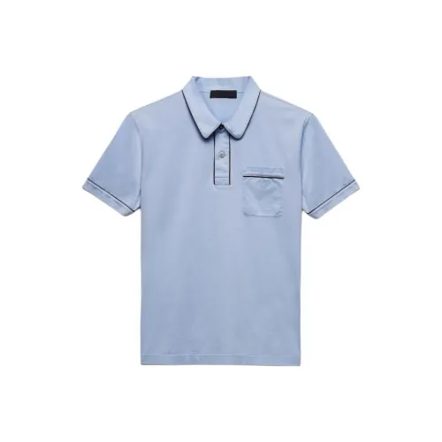 PRADA Мужская поло синего цвета