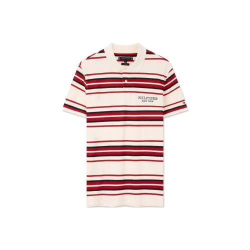 Tommy Hilfiger Polo Мужское Бежевый Белый Красный