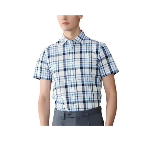 JODOLL Blue Men's Shirts JODOLL Синий Мужские Рубашки