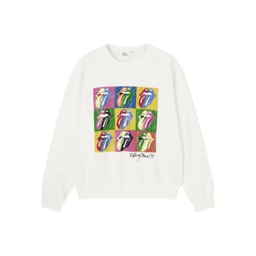 GU The Rolling Stones Collaboration Белый Мужской Свитшот