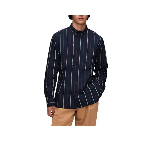 Tommy Hilfiger Двойная STP RF Рубашка Мужская Морской Синий