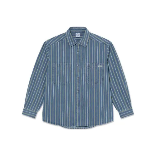 POLAR SKATE CO SS25 Denim Shirt Unisex Blue Yellow POLAR SKATE CO SS25 Деним Рубашка Унисекс Синий Желтый
