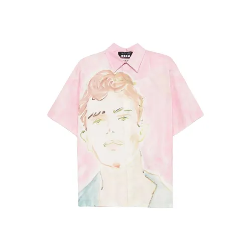 MSGM x Luke Edward Hall SS25 Рубашка Мужская Светло-Розовая