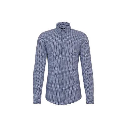 Hugo Boss FW23 Slim Fit Рубашка с принтом Performance Эластичная ткань Рубашка Мужская Синяя