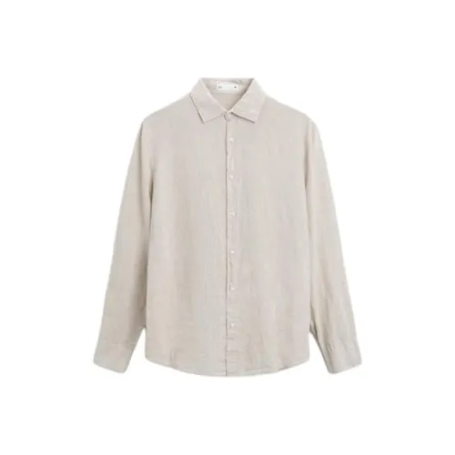 ZARA Light Beige Men's Shirts ZARA Светло-бежевые Мужские Рубашки