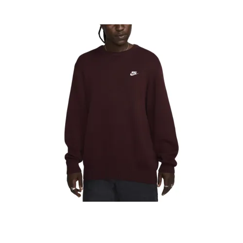 nike Club Мужской Круглый вырез Свитер Свитшот Мужской Бордовый Secret Love